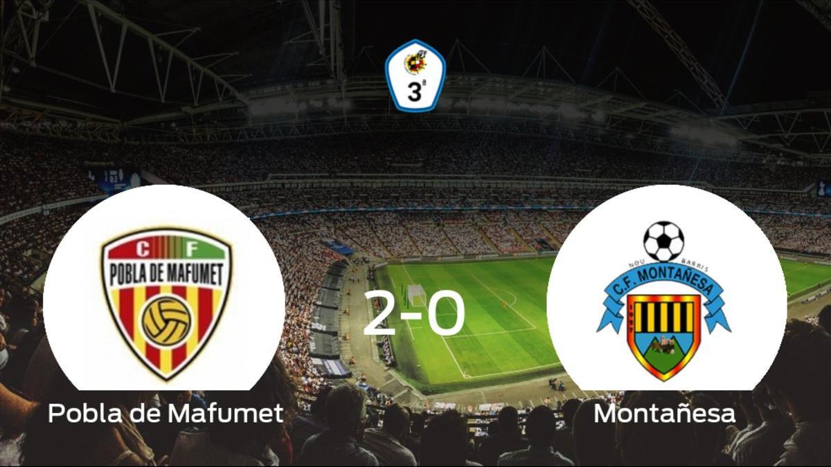 El CF Pobla de Mafumet se hace fuerte en casa y consigue vencer al Montañesa (2-0)