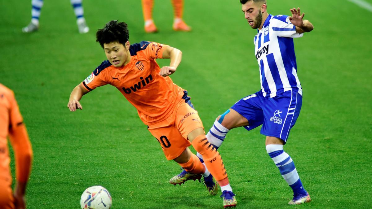 Kang in Lee, durante un partido con el Valencia.