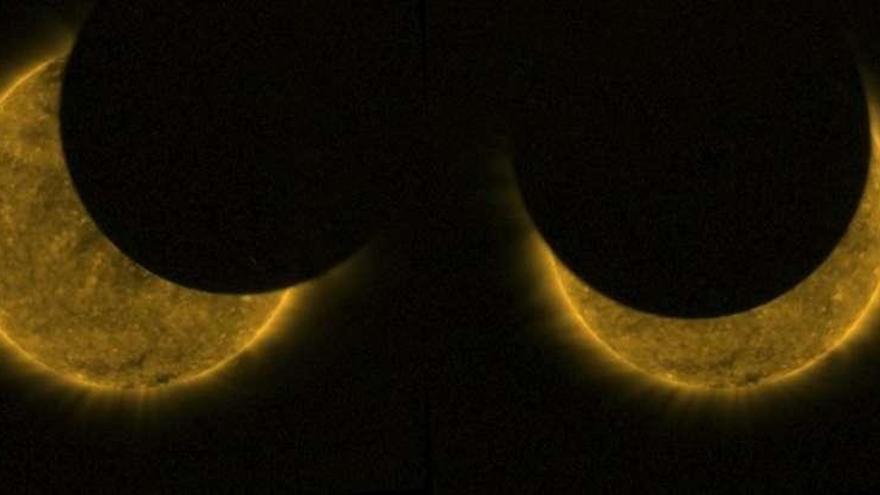 Imágenes del eclipse captadas por la Agencia Espacial Europea el pasado sábado.