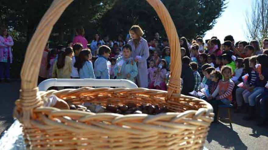 Los escolares saborearon las castañas del magosto.