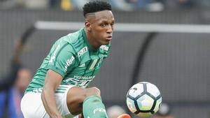 Yerry Mina, en una acción con el Palmeiras.