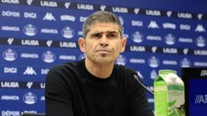 Antomnio Hidalgo, durante una conferencia de prensa en Riazor.