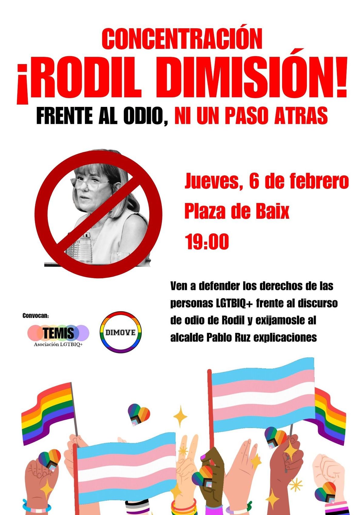 Cartel de la concentración para exigir la dimisión de Aurora Rodil en Elche