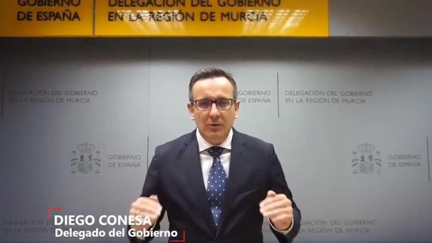 El delegado del Gobierno, Diego Conesa, durante un instante de su vídeo