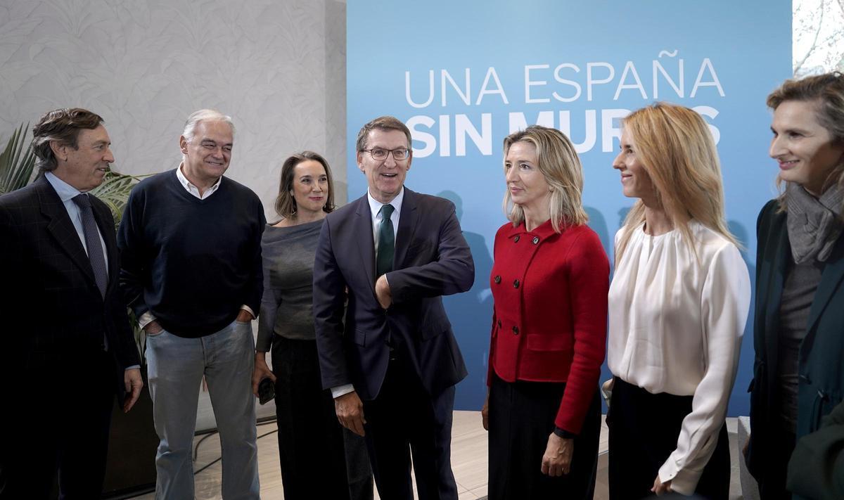 Alberto Núñez Feijóo, PP, durante la presentación del balance del año 2023.