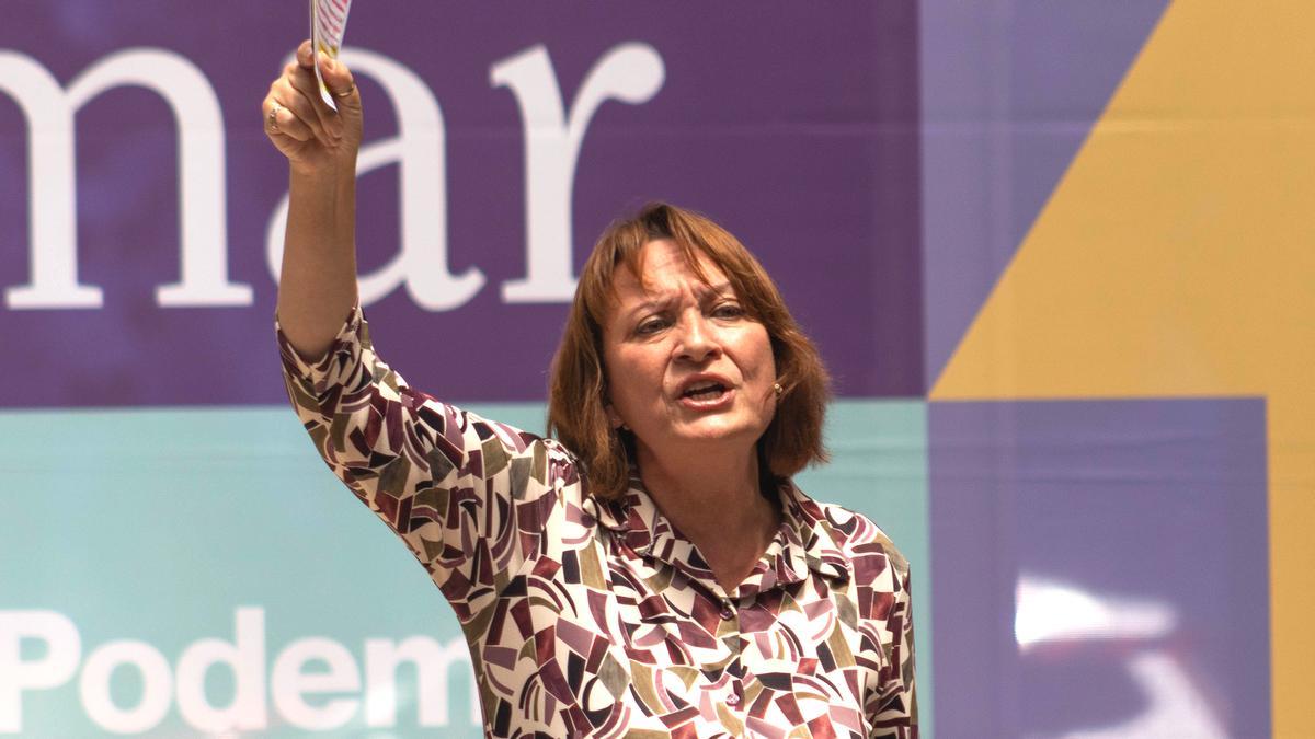 María Marín en el cierre de campaña de Podemos en Murcia.