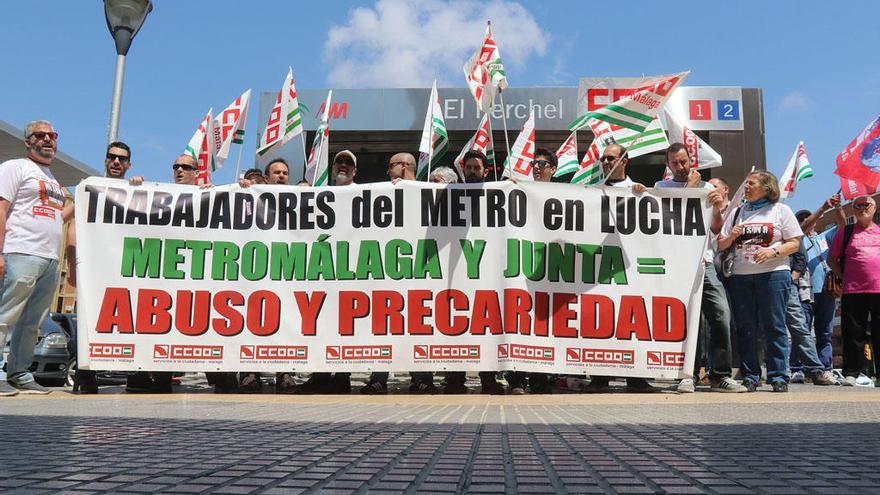 Una imagen de la concentración de trabajadores del viernes, en la estación de El Perchel.