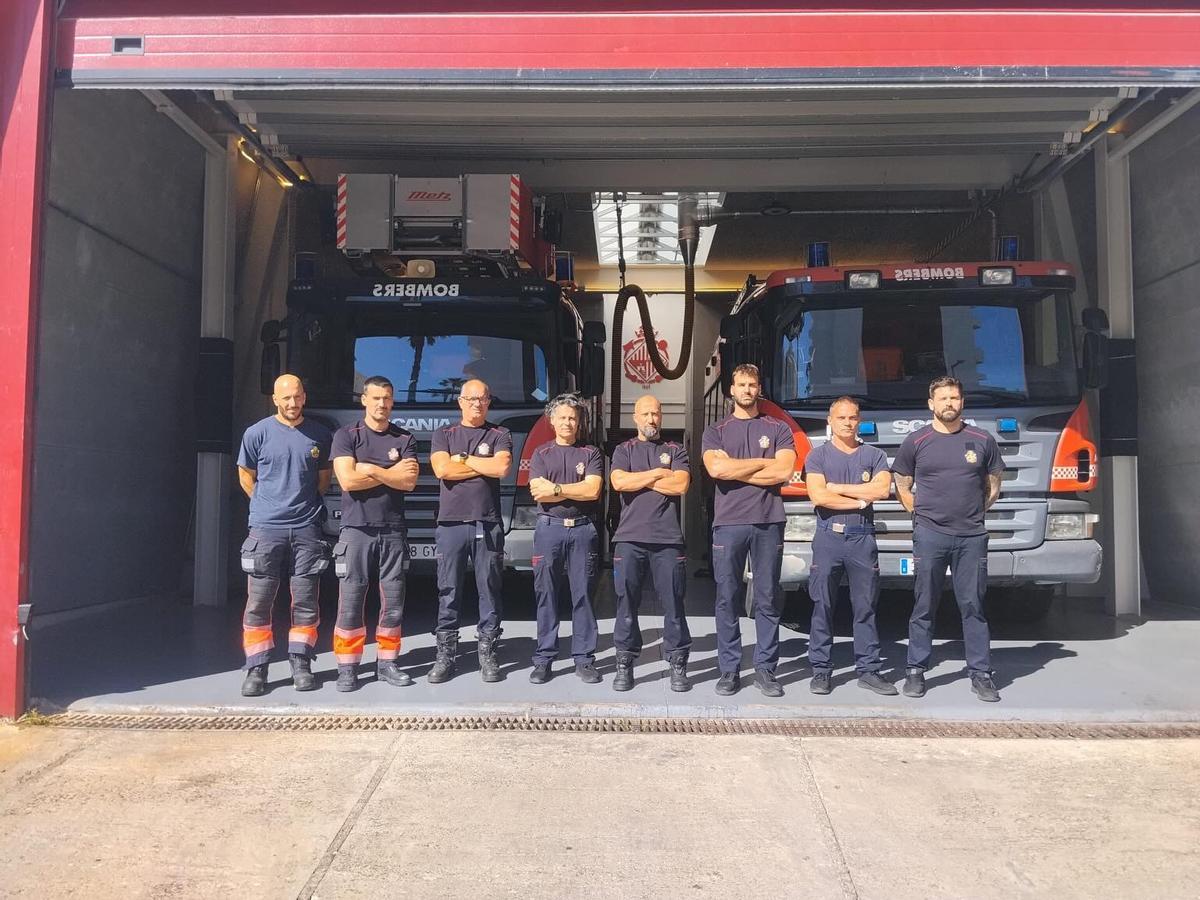 Los bomberos de guardia en el parque de la Playa de Palma.
