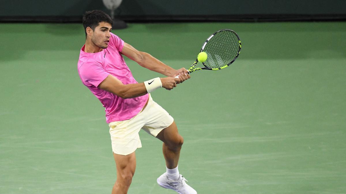 Carlos Alcaraz, en su partido ante Kokkinakis en Indian Wells