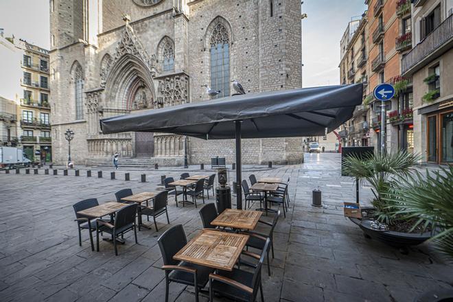 Plaza de Santa Maria, uno de los lugares de Ciutat Vella donde se eliminaron o redujeron terrazas.