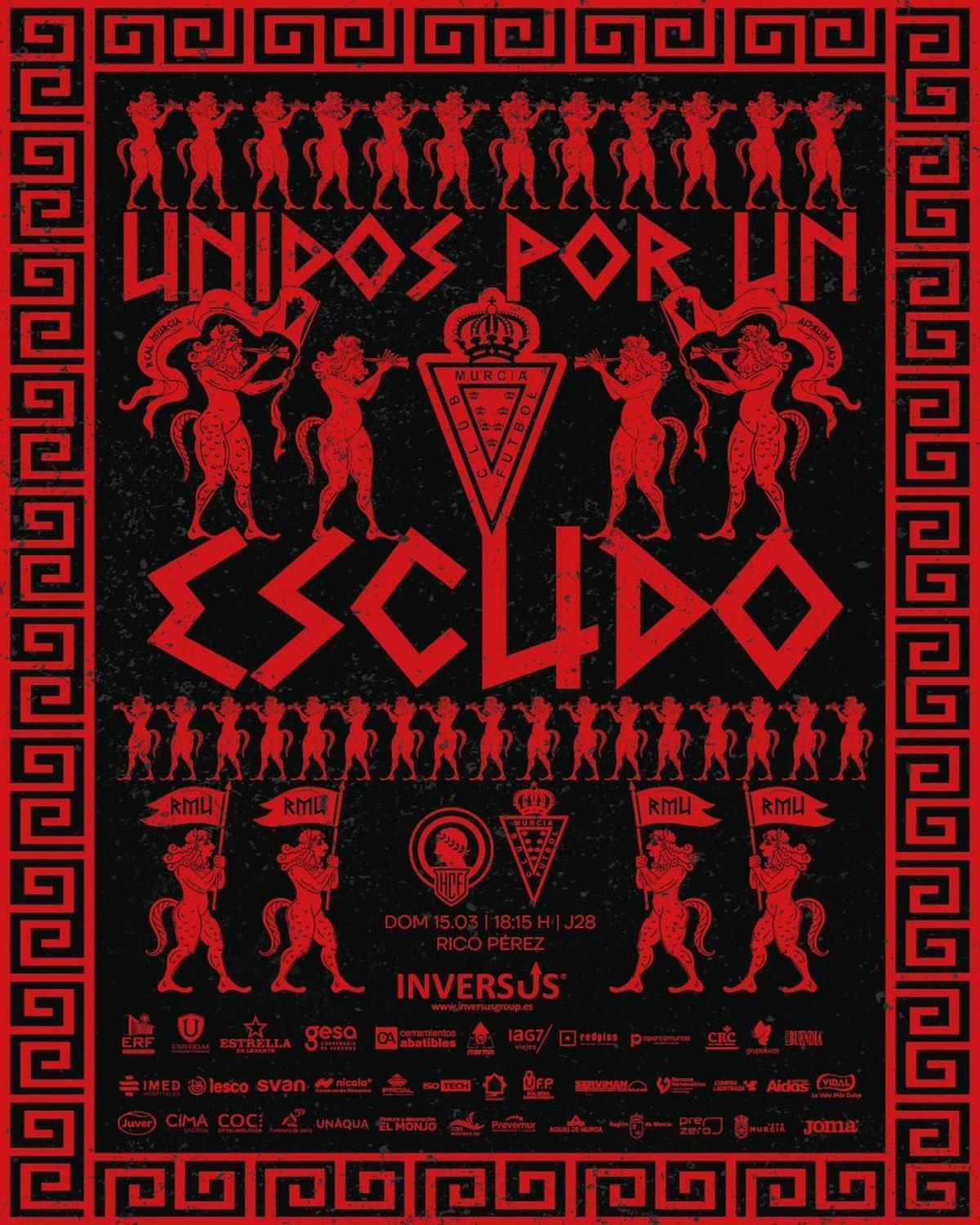 Escudo creado por el Real Murcia para anunciar el clásico contra el Hércules en el Rico Pérez.