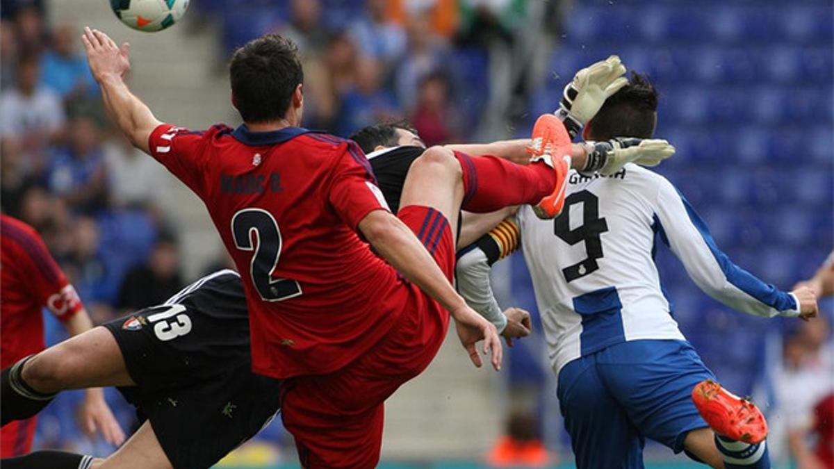 Una acción del partido de la polémica entre Espanyol y Osasuna, que terminó con ermpate