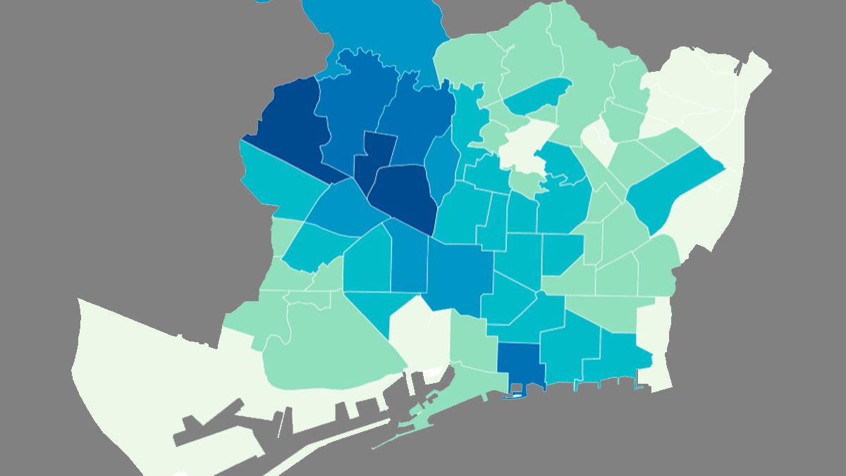 Mapa de la renta disponible en Barcelona