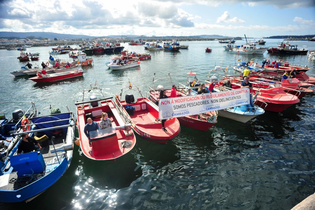La protesta desarrollada en Cambados.