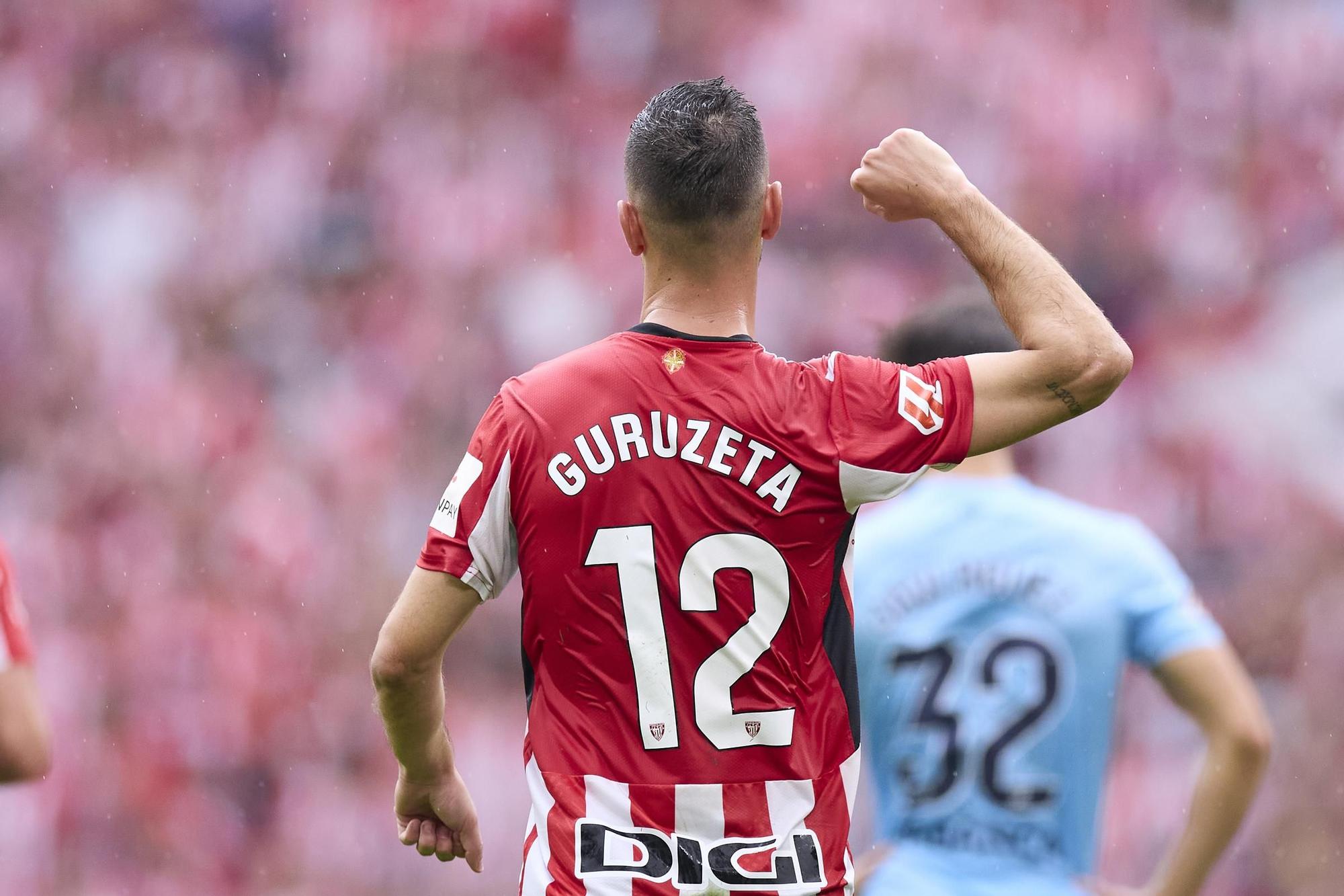 Gorka Guruzeta of Athletic Club celebrates after scoring goal during the LaLiga EA Sports match between Athletic Club and RC Celta de Vigo at San Mames on September 22, 2024, in Bilbao, Spain. AFP7 22/09/2024 ONLY FOR USE IN SPAIN / Ricardo Larreina / AFP7 / Europa Press;2024;SPAIN;Soccer;Sport;ZSOCCER;ZSPORT;Athletic Club de Bilbao v RC Celta de Vigo- La Liga EA Sports;