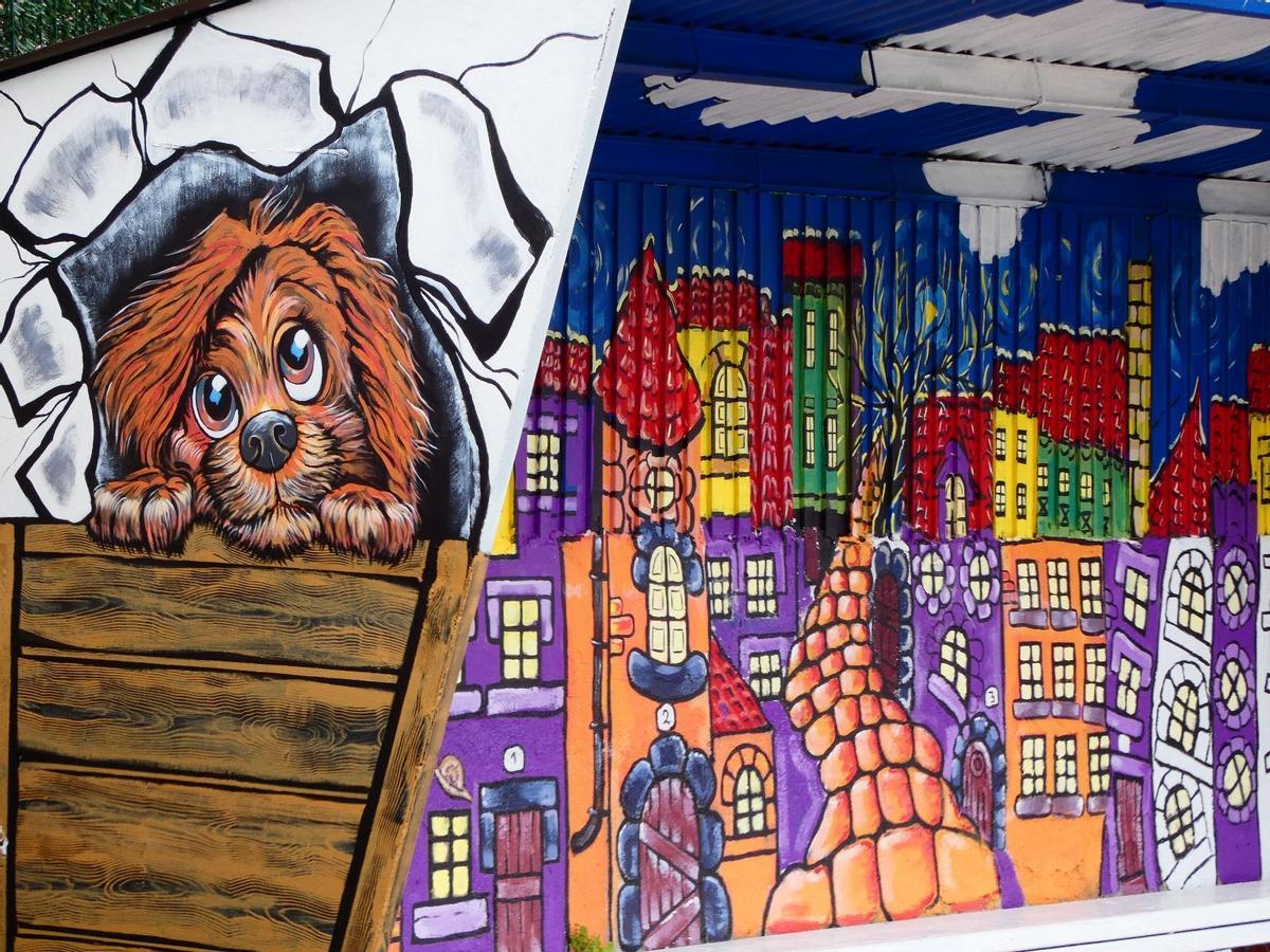 Marquesina decorada por los vecinos.