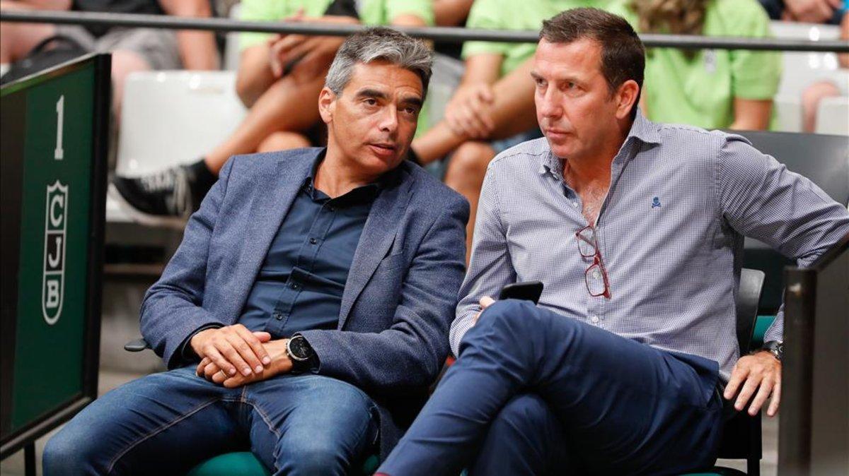 Albert Soler (Director de Deportes Profesionales) y Nacho Rodríguez (GM del basket azulgrana)