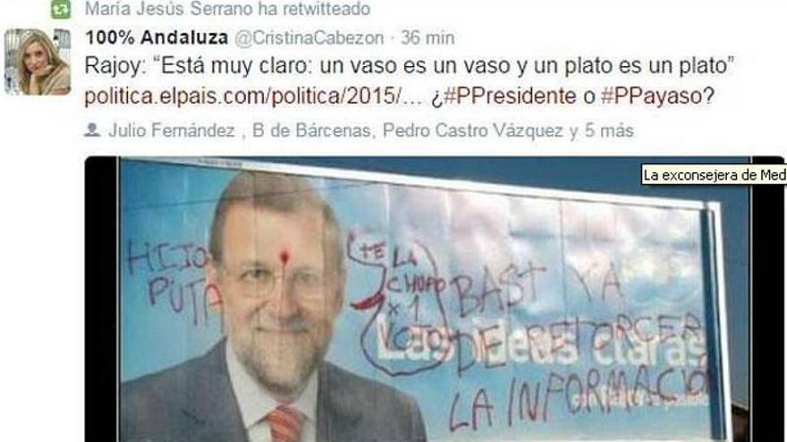 El PP exige a Durán que cese a Serrano por retuitear una foto de Rajoy &quot;con un tiro en la frente&quot;