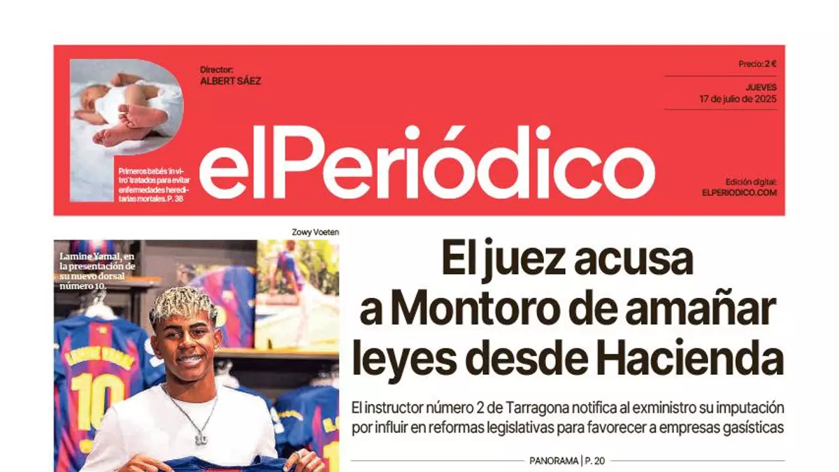 La portada de EL PERIÓDICO del 17 de julio de 2025