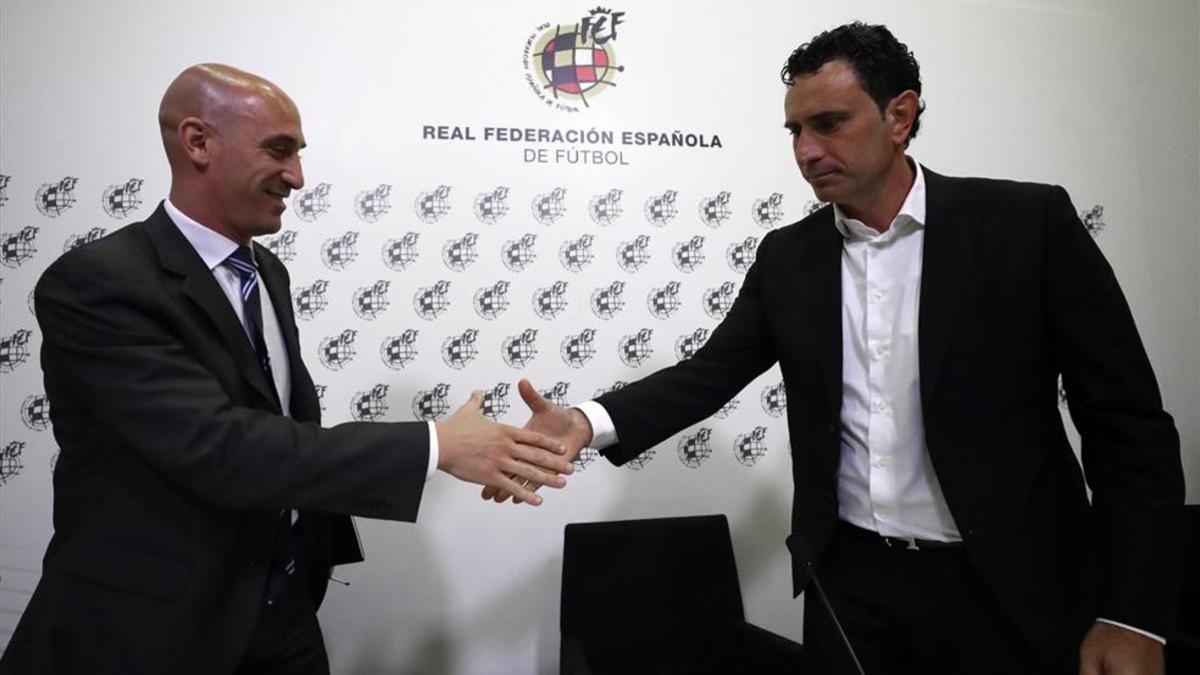 Luis Rubiales junto a José Francisco Molina, director deportivo de la RFEF