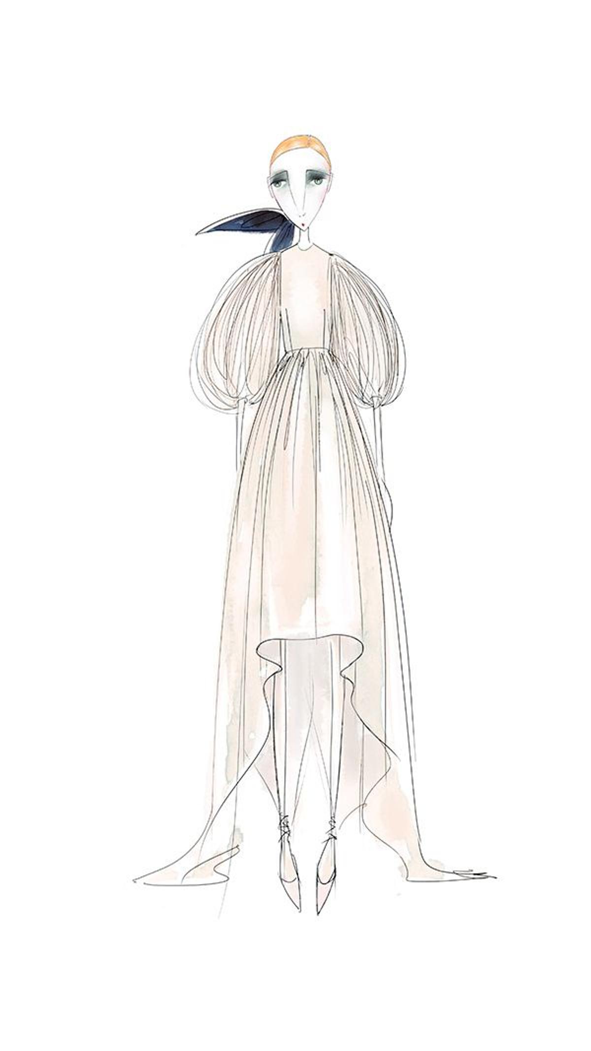 Magnífico boceto de Delpozo para su colección cápsula para Stylebop.com