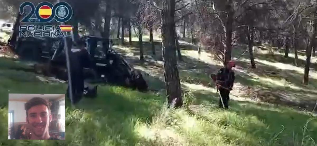 Una de las zonas peinadas por los agentes y una imagen de Alejandro.