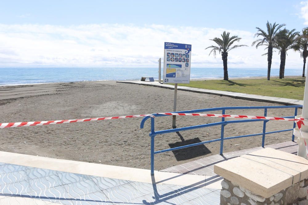 Playas cerradas en Málaga en el inicio de la primavera