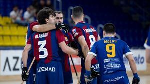 Los jugadores del Barça celebran un gol