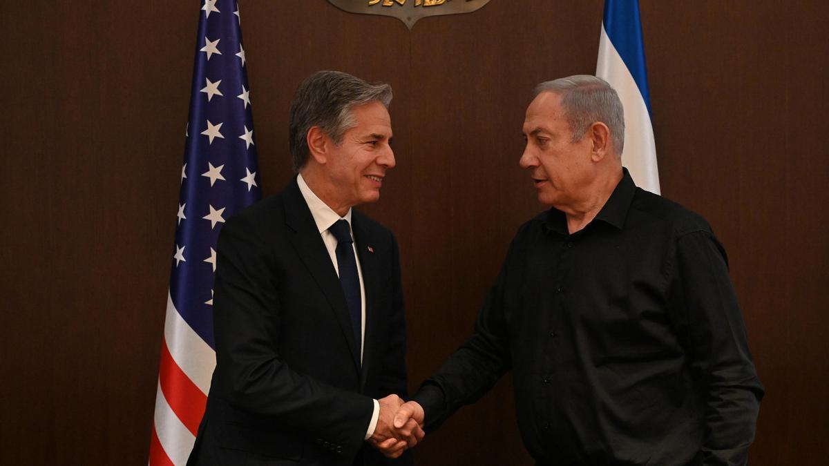 El secretario de Estado de Estados Unidos, Antony Blinken, junto al primer ministro de Israel, Benjamin Netanyahu