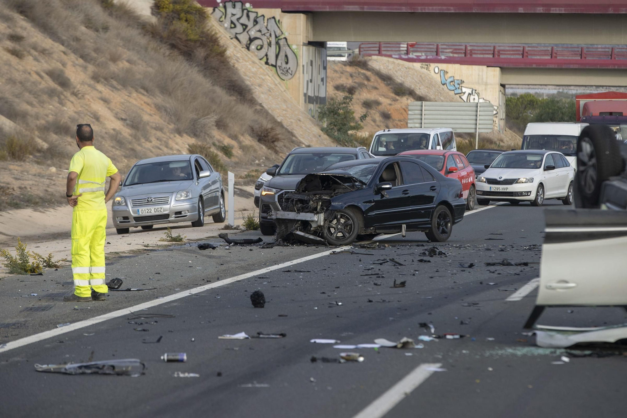 Las imágenes del grave accidente en la A-30 provocadas un conductor drogado