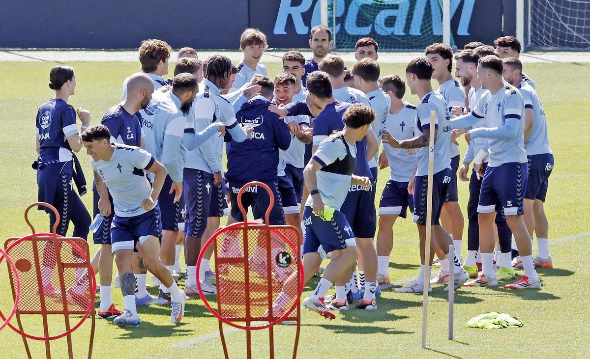 El entrenamiento del Celta, ayer en Afouteza