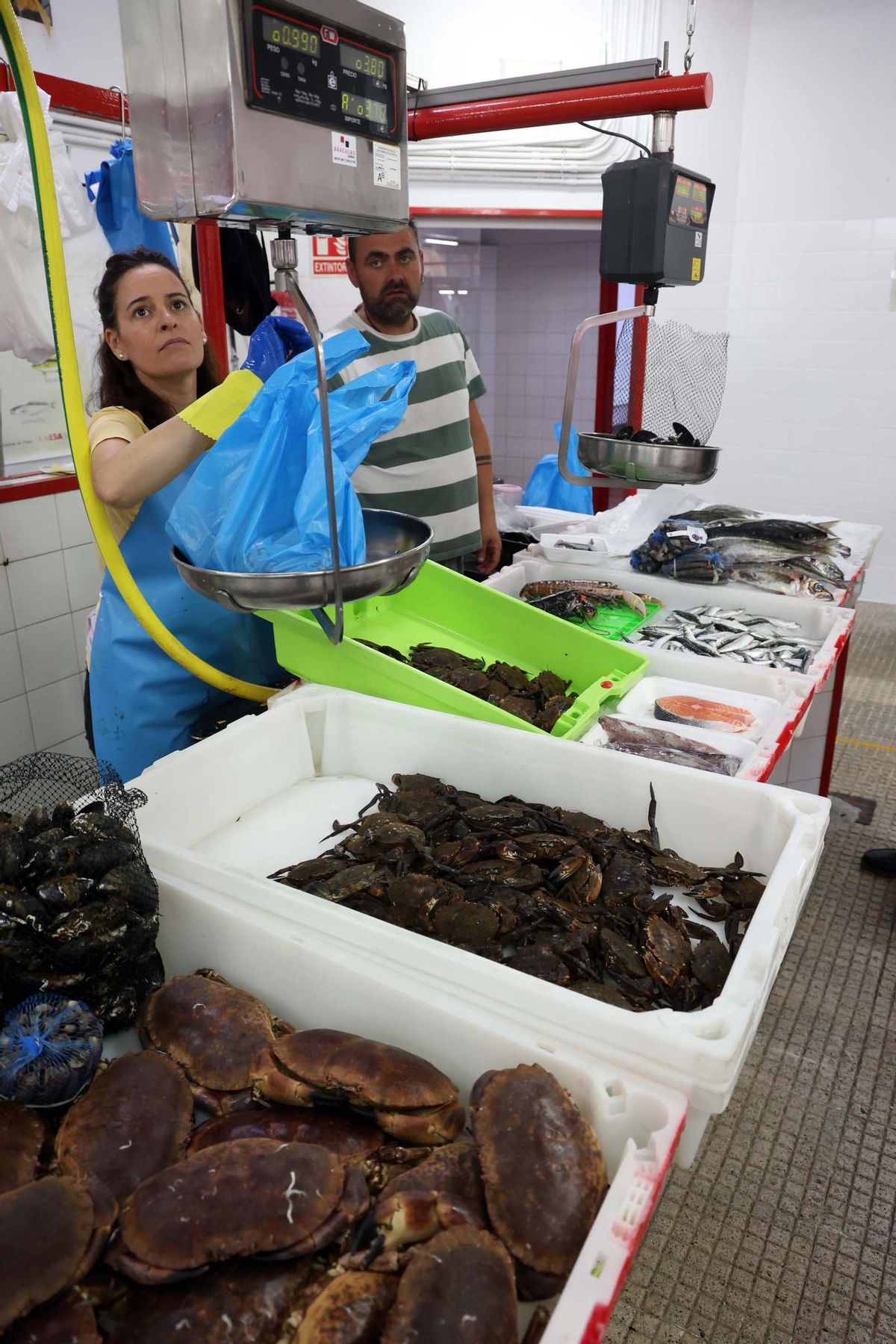 Nécora en el mercado de abastos cambadés.