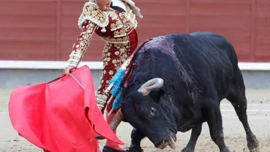 Manzanares ante su primer toro de la tarde, que resultó huidizo.