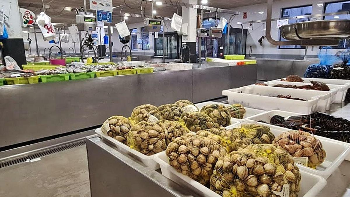 La plaza de abastos de Vilagarcía sin clientes, ayer. |   //  M.M.