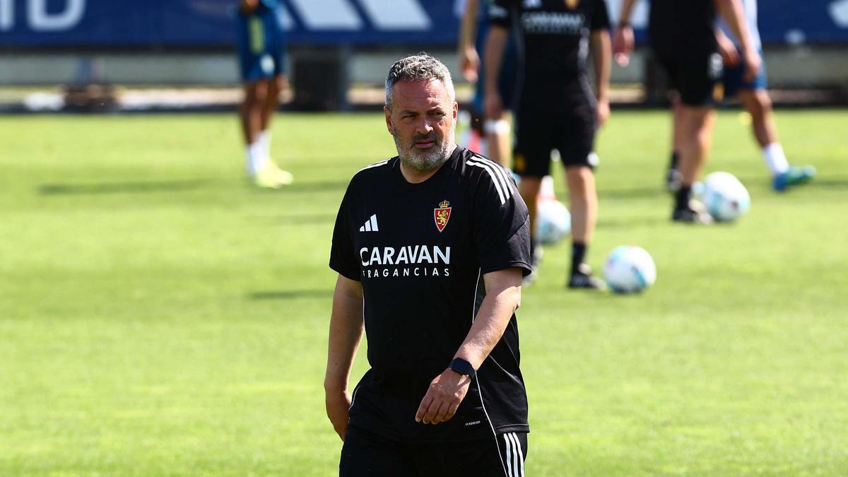 David Navarro, en un entrenamiento con el Real Zaragoza.