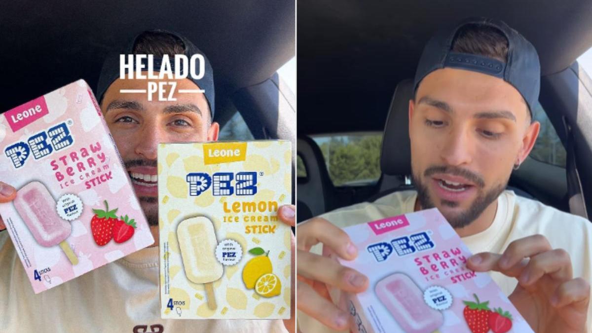El influencer Mario Baeza probando los helados PEZ