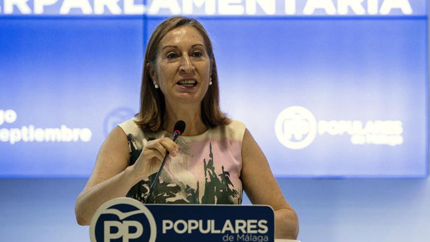 La presidenta del Congreso de los Diputados Ana Pastor, durante su intervención hoy en la reunión interparlamentaria provincial del PP de Málaga.