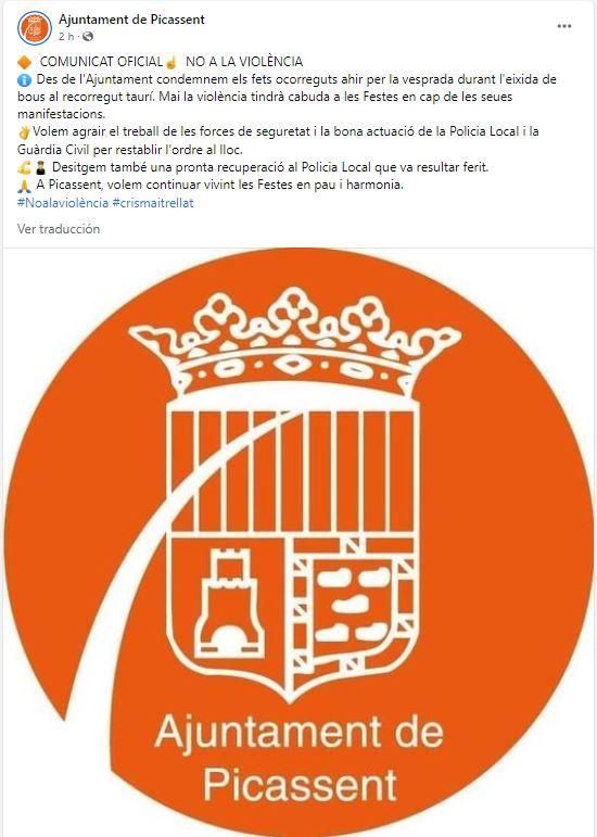 Comunicado del Ayuntamiento de Picassent.