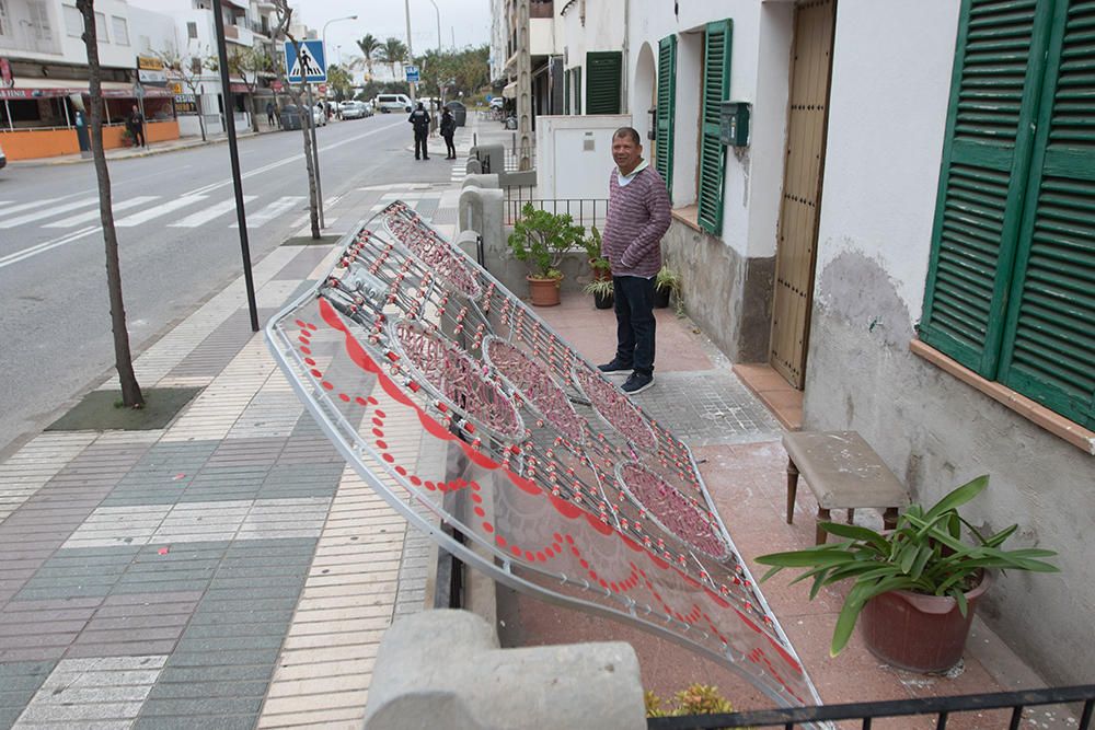 Destrozos por el temporal en Ibiza.