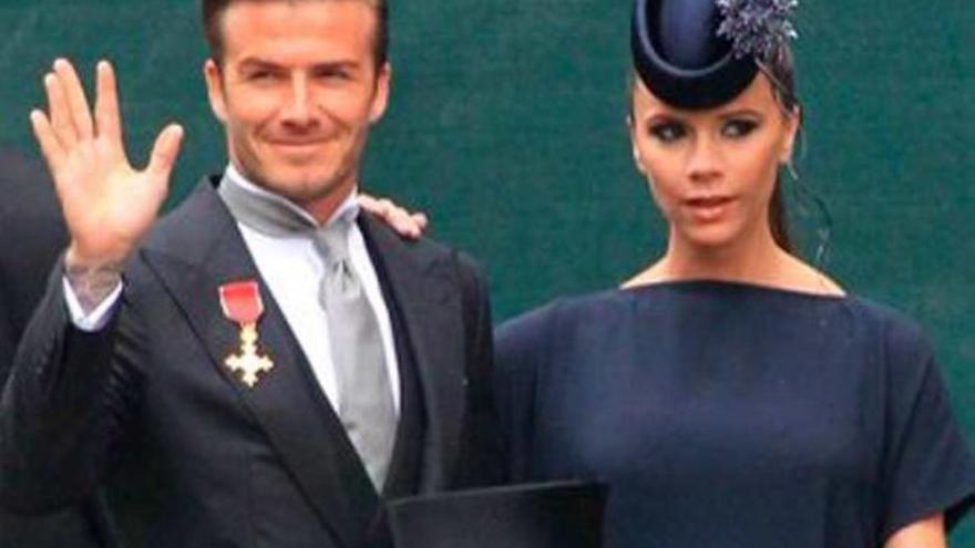 Victoria y David Beckham en la boda real.