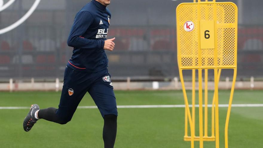 Rodrigo, durante la sesión de entrenamiento