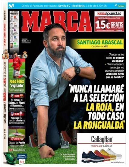 Portada MARCA sábado 13 de abril de 2019.