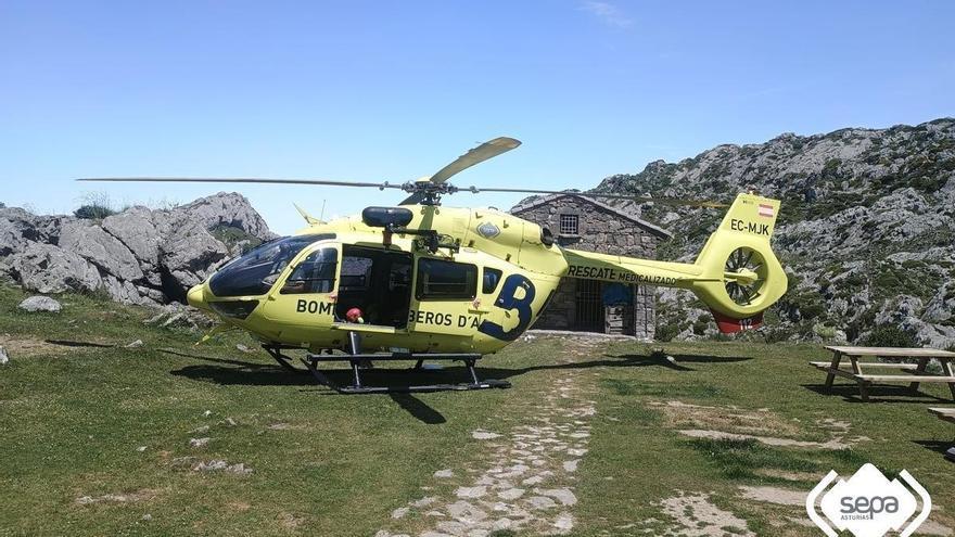 Lesionado en una pierna mientras realizaba una ruta por los Picos de Europa: el Grupo de Rescate evacúa al herido desde Vegarredonda (Cangas de Onís)