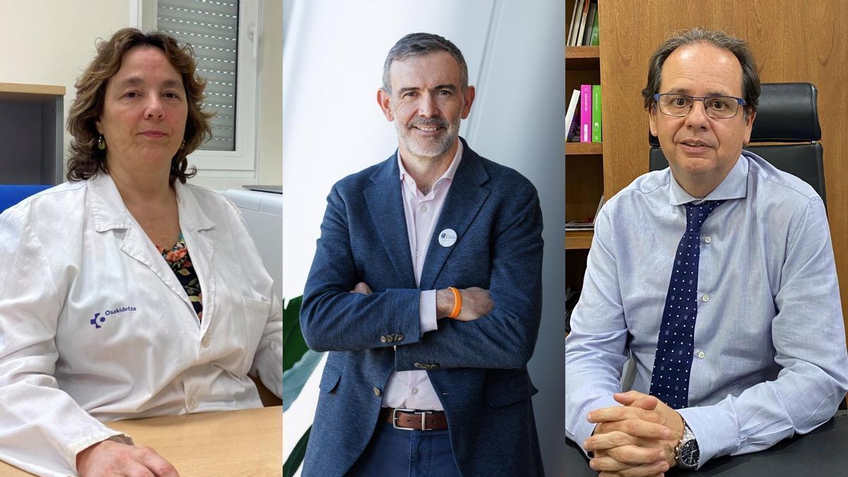 La doctora María del Mar Freijo, cap de secció de la Unitat Neurovascular de l’Hospital Universitari de Cruces; Julio Agredano, president i fundador de la Fundació Freno al Ictus, i el doctor Jaime Masjuan, cap del Servei de Neurologia de l’Hospital Ramón y Cajal.