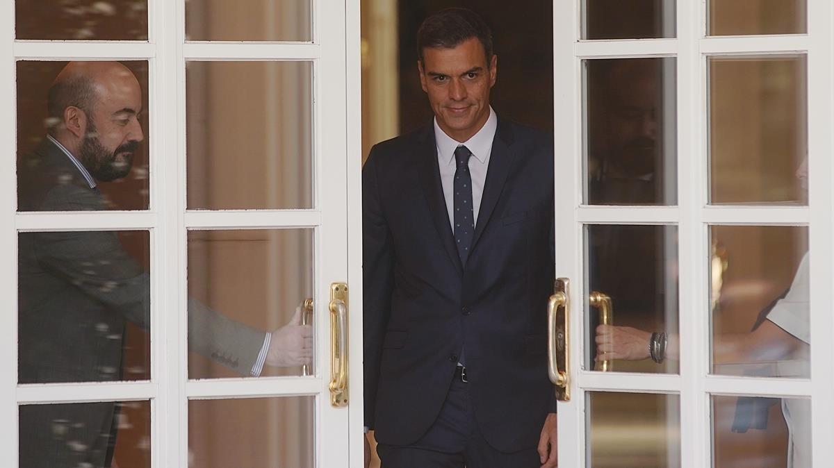 El presidente del Gobierno, Pedro Sánchez, en el palacio de la Moncloa.