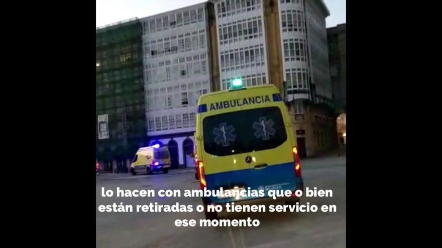 Así fue desde dentro el recorrido de las ambulancias por A Coruña que empezó en casa de Amancio Ortega