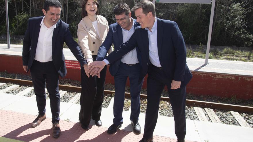 La ministra Diana Morant visita el inicio de las obras de la línea Xàtiva-Alcoi con los alcaldes de Xàtiva, Ontinyent y Alcoi
