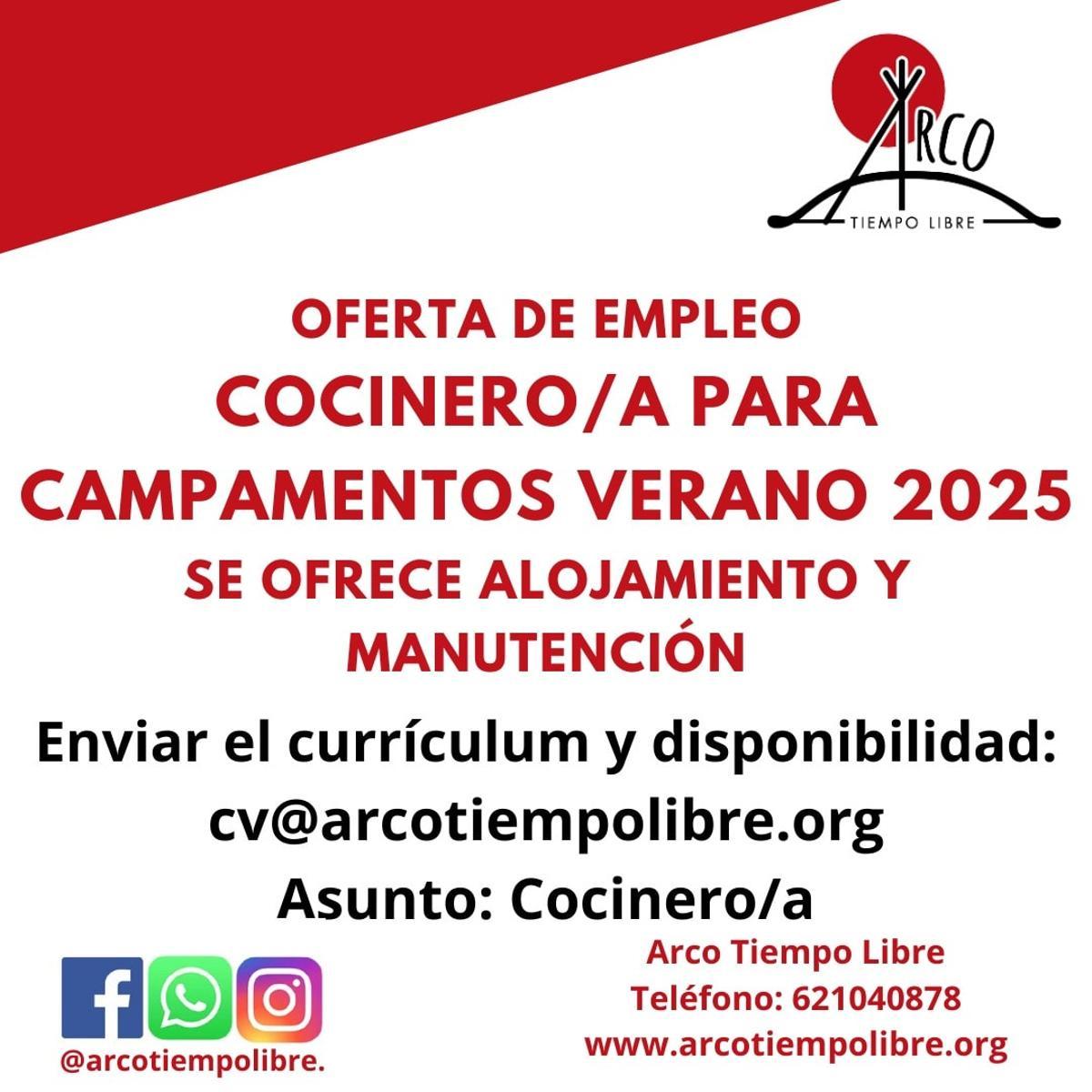 Oferta de trabajo Arco Tiempo Libre