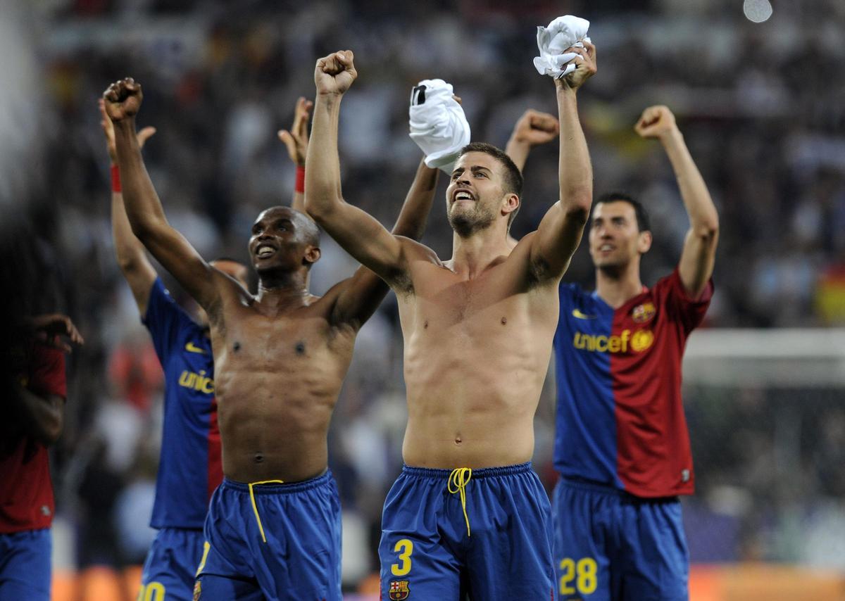 Piqué, celebrando al final del partido