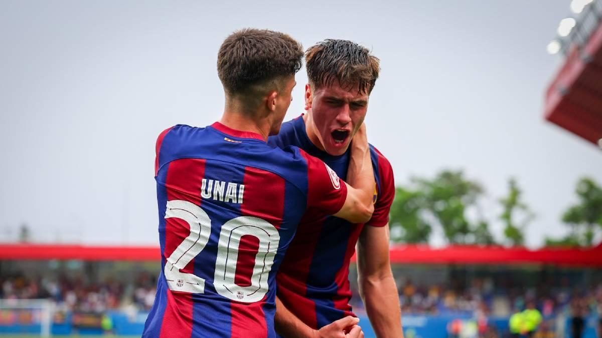 Unai y Marc Guiu se entendieron de forma maravillosa en el Johan